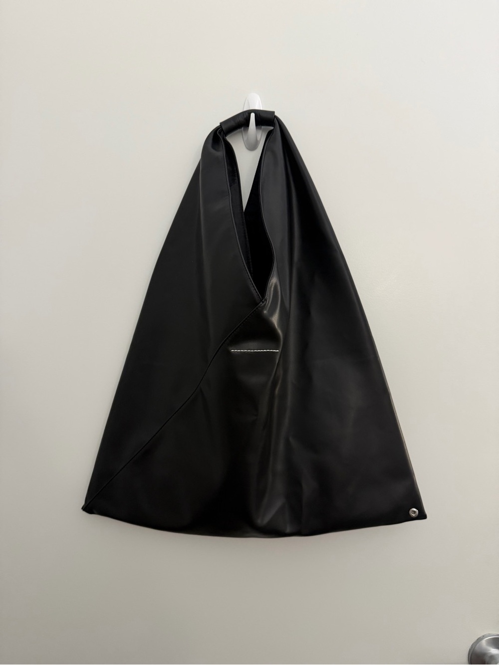 MM6 Maison Margiela Black Faix Leather Triangle Tote Bag